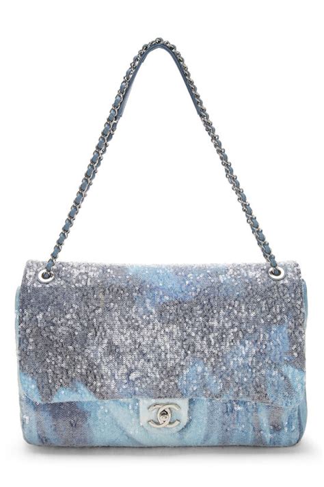 chanel waterfall sequin bag|Chanel Blue Sequin Waterfall Flap Bag Maxi Q6BJSL2MB6001.